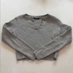 Brandy Melville Ribbed Crop Sweater — Gray